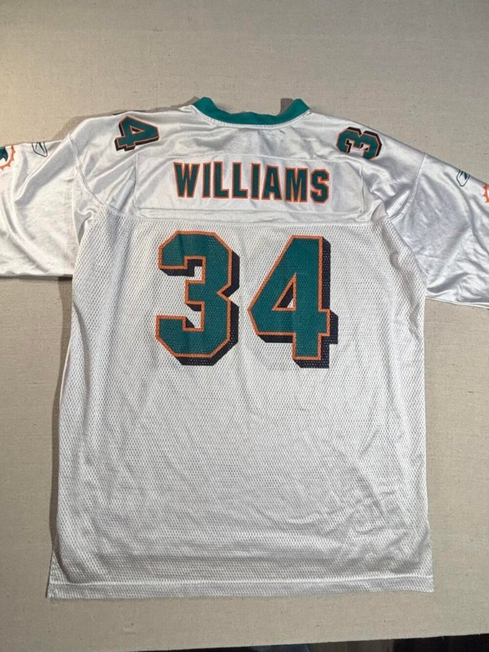 Reebok Miami Dolphins Ricky Williams #34 Jersey White Mens XL